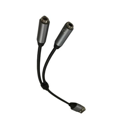 OEM 전자 와이어 허리 하나 USB 두 3.5mm 헤드폰 잭 어댑터