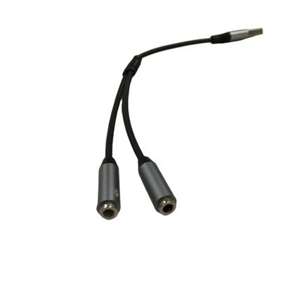OEM 전자 와이어 허리 하나 USB 두 3.5mm 헤드폰 잭 어댑터